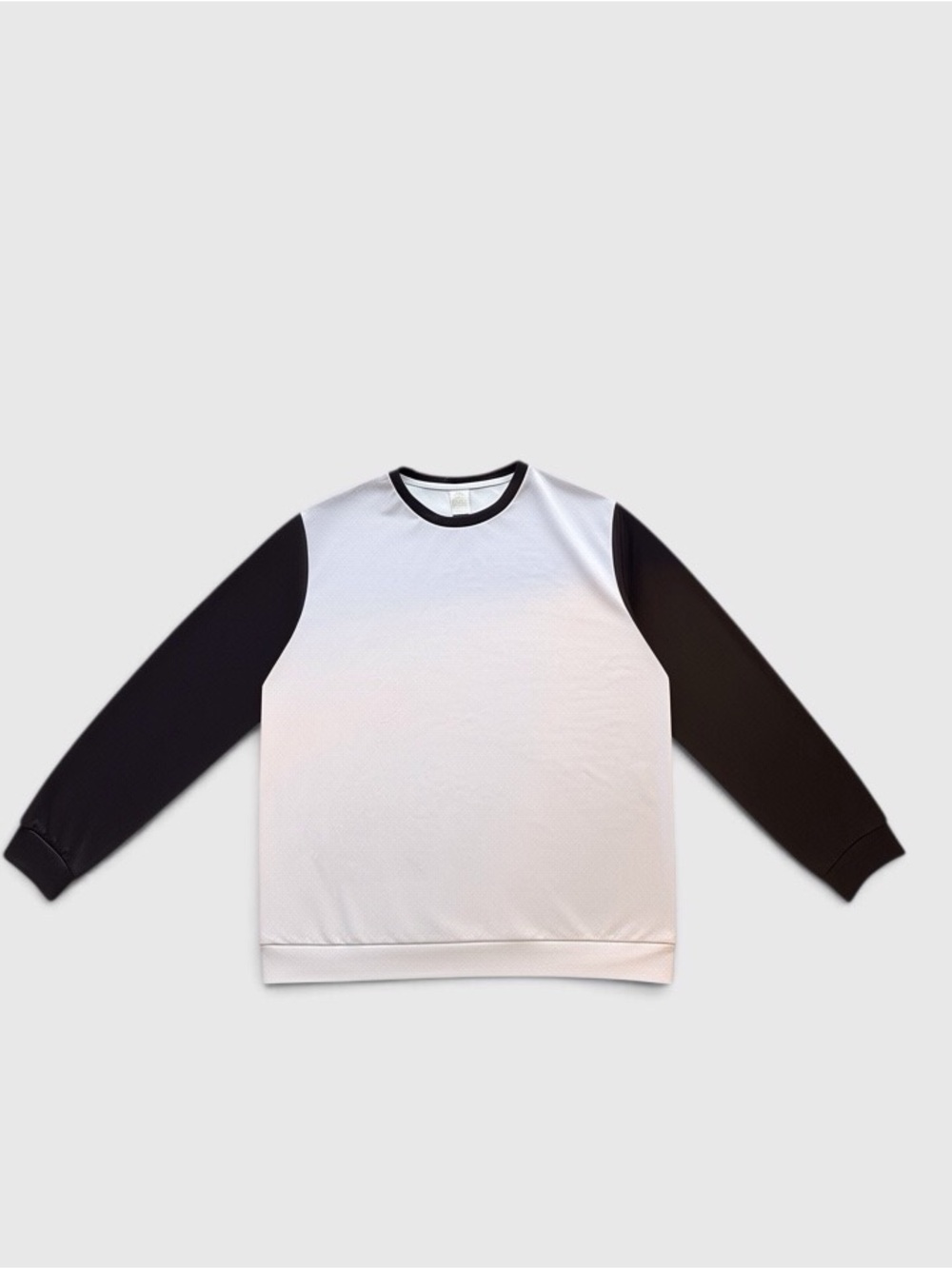 Men's Two-Tone Crewneck Sweatshirt  Cuff Sleeves White/Black Size-XL NIB - Picture 4 of 7